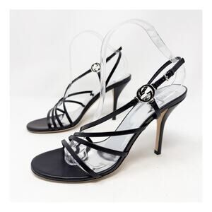 Gucci Strappy Interlocking GG Leather Heels Womens Size EU 39.5